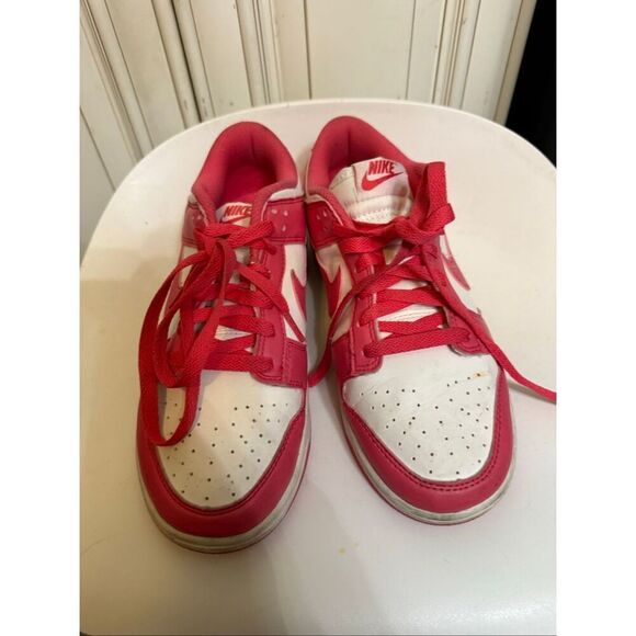Nike Women's Dunk Low Top Lace Up Leather Sneaker Shoes White Pink Size 8 - Picture 8 of 10